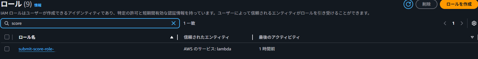 IAMロール管理画面